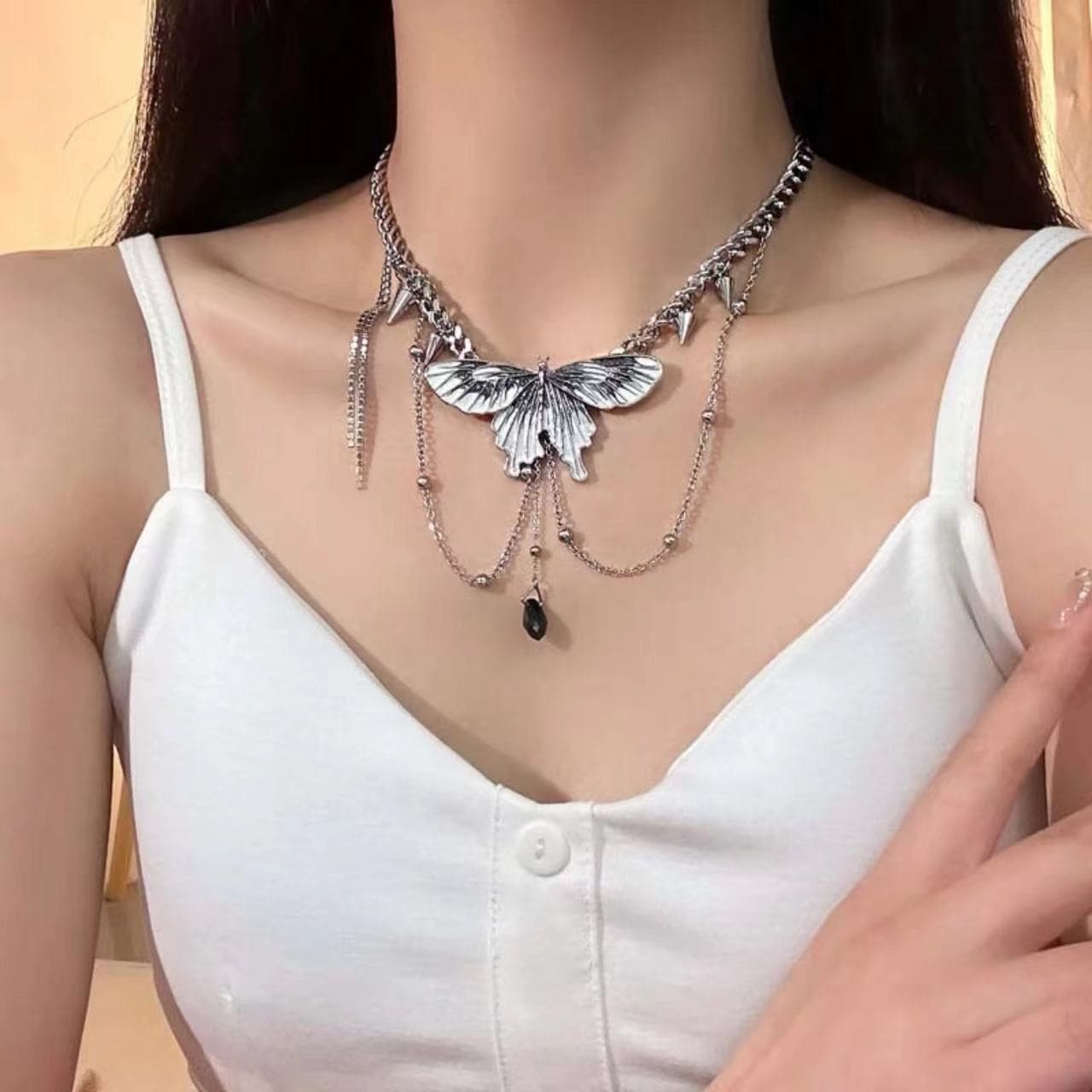 Butterfly rivet pendant necklace | Festival Outfits Women