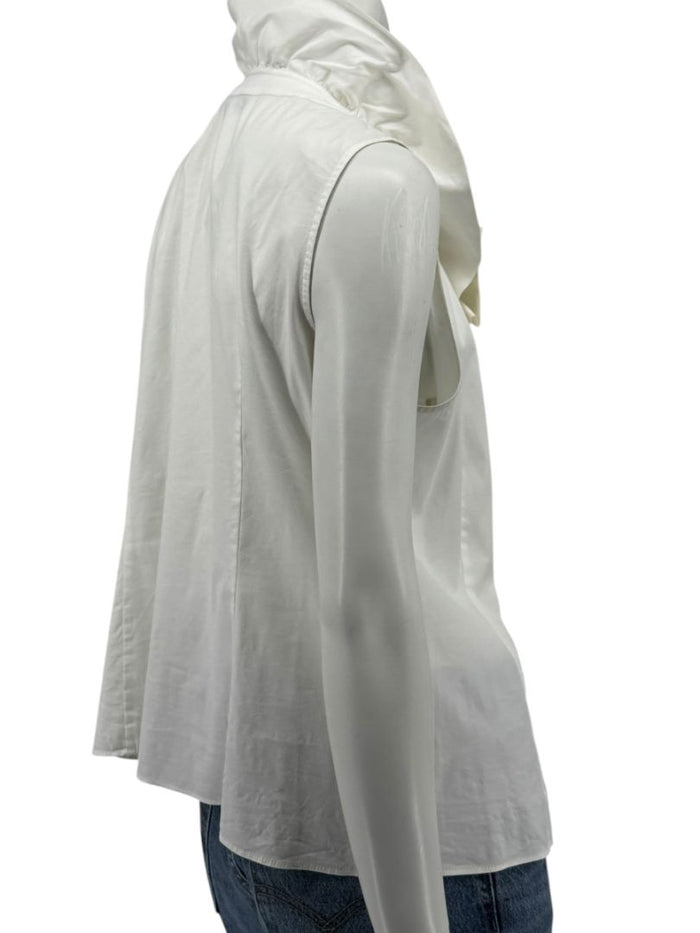 Lafayette 148 New York White Sleeveless Gathered Collar Blouse – Size 12