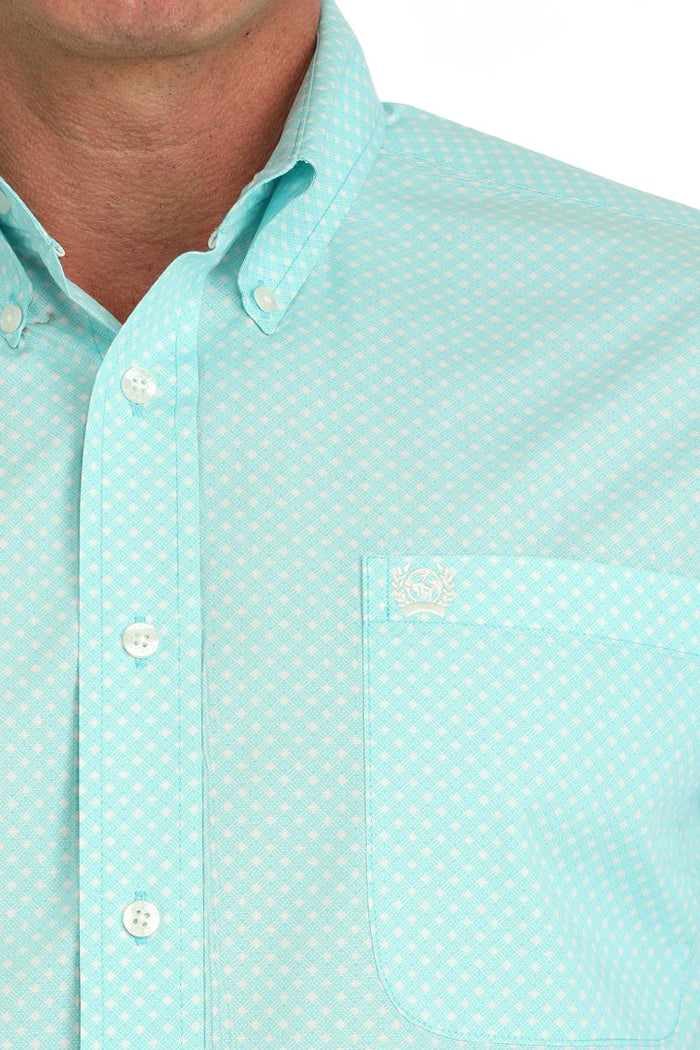 Men's Cinch MTW1105905 Turquoise Print Button Down Long Sleeve Shirt