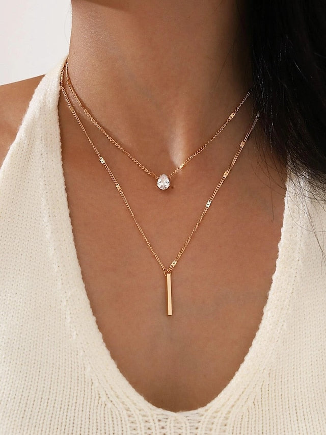 Necklace Chrome Imitation Diamond Artistic Simple Romantic Geometrical Precious Cute Lovely Round Geometric Necklace For Gift Daily Carnival / 2pcs for Women