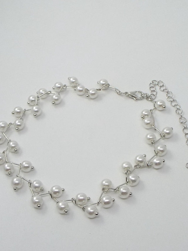 1PC Choker Necklace For Pearl White Wedding Daily Alloy Classic for Women