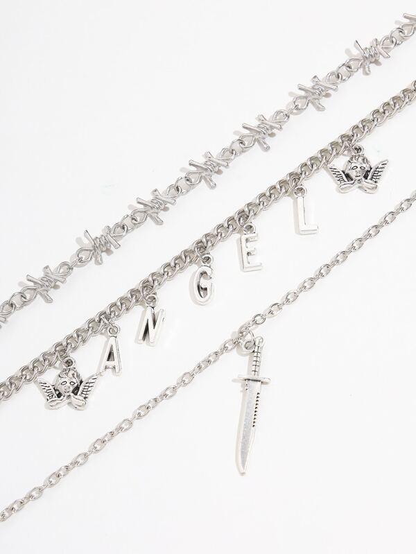Thorn & Angel Charm Layered Necklace for Women