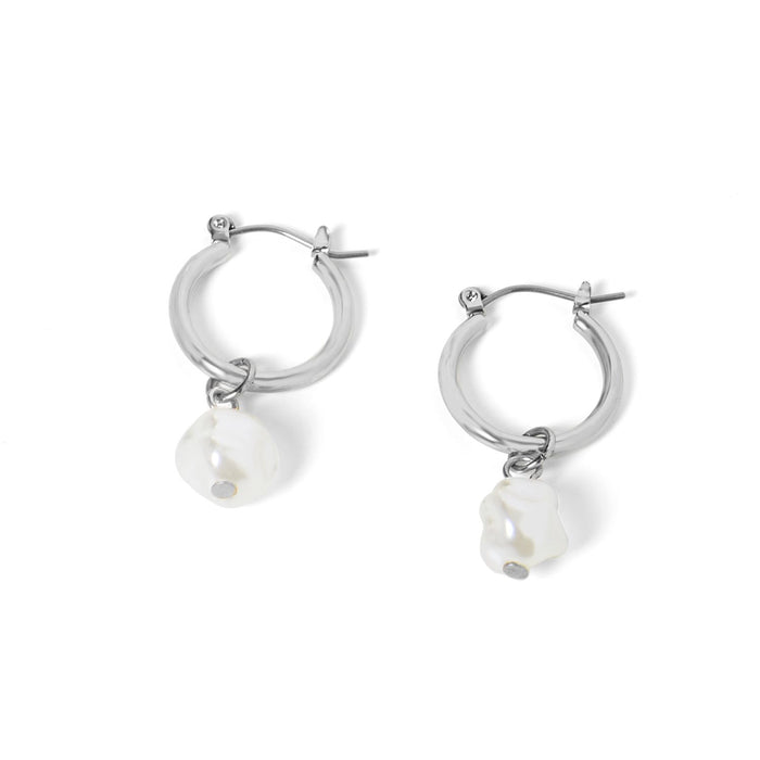 Whispers Small Hoop with Pearl Dangle