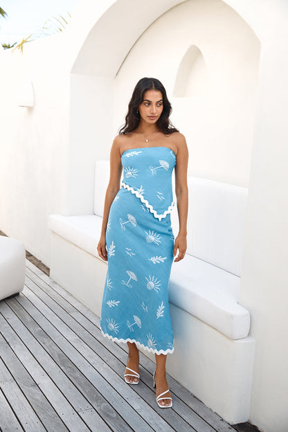 Vacation Away Asymmetrical Top Blue