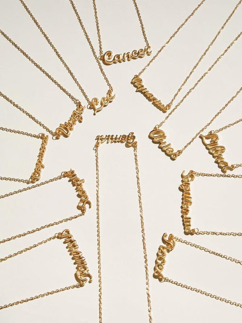 12pcs Constellation Letter Charm Necklace for Women