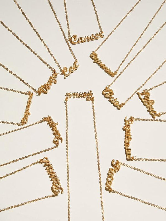 12pcs Constellation Letter Charm Necklace for Women