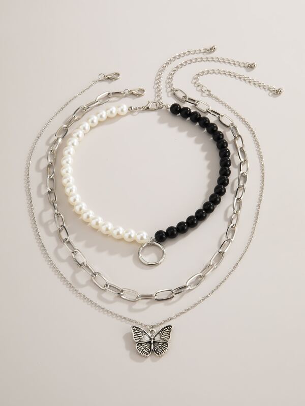 3pcs Butterfly Charm Necklace for Women