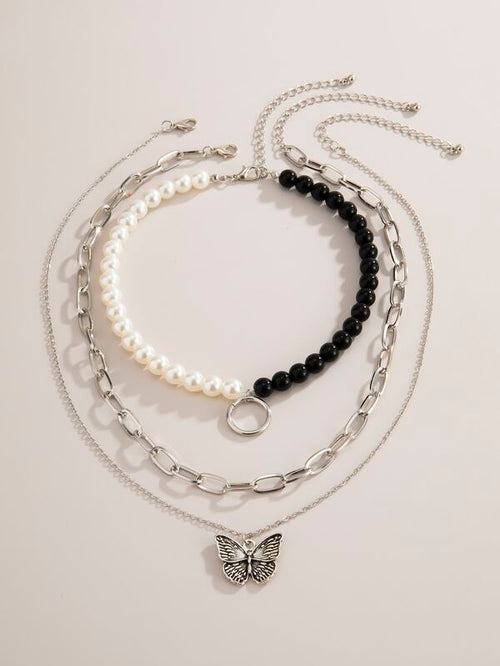 3pcs Butterfly Charm Necklace for Women
