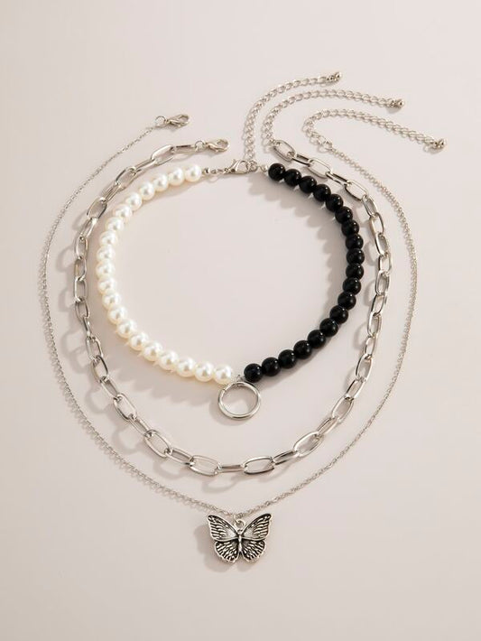 3pcs Butterfly Charm Necklace for Women