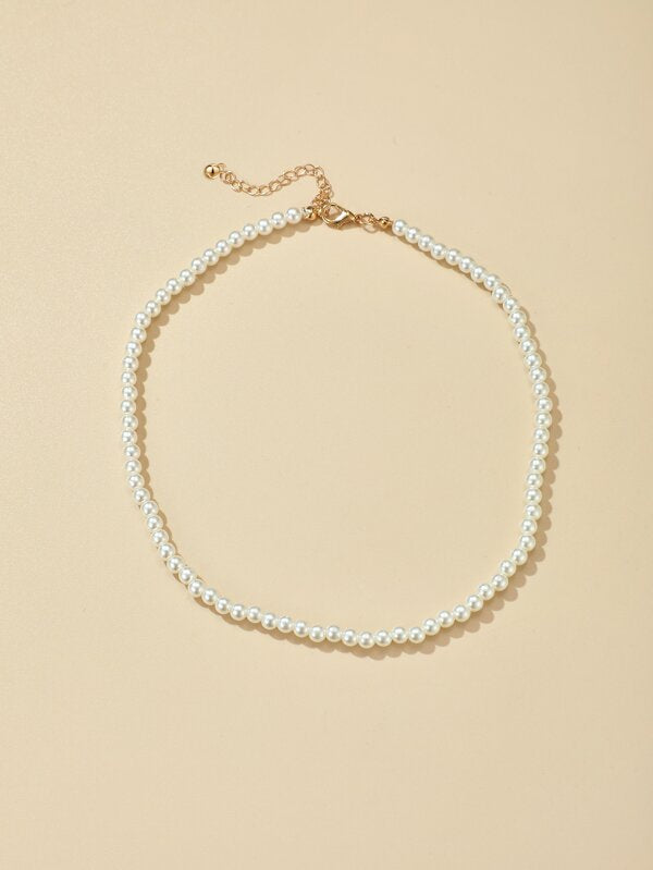 Faux Pearl Beaded Necklace for Women