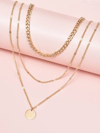 Disc Charm Layered Necklace for Women