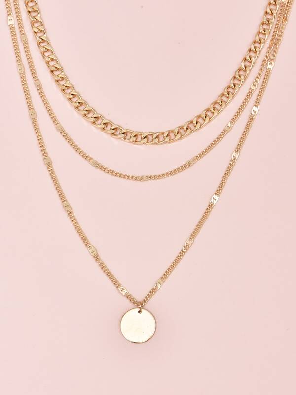 Disc Charm Layered Necklace for Women