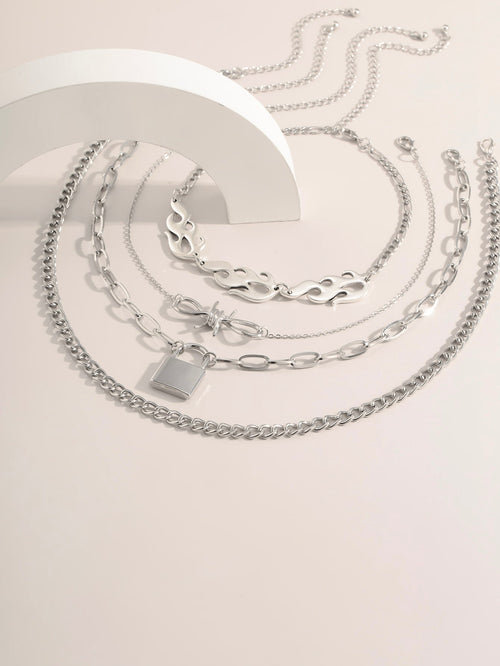 4pcs Flame Decor Necklace for Women