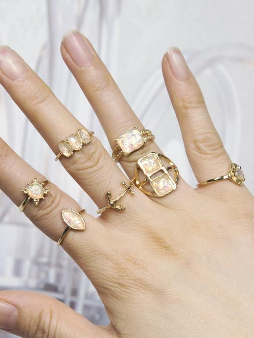 7pcs Gemstone Decor Ring for Women