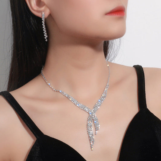 Elegant Formal Geometric Patchwork Rhinestone (With Necklaces &amp; Earrings)