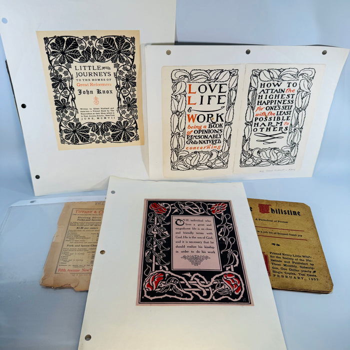 1907 Roycroft Arts & Crafts + Tiffany Ephemera Lot — Roycroft Shop Booklets, The Philistine & Decorative Prints (1906–1907) — Elbert Hubbard | Arts and Crafts Paper Lot, Arts & Crafts Ephemera