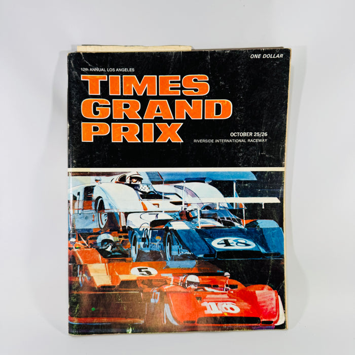 1969 Los Angeles Times Grand Prix Official Program (12th Annual) — Riverside International Raceway Oct 25–26 — 86 Pages w/ Qualifying Times & Final Results — Vintage Motorsport / Can-Am Era