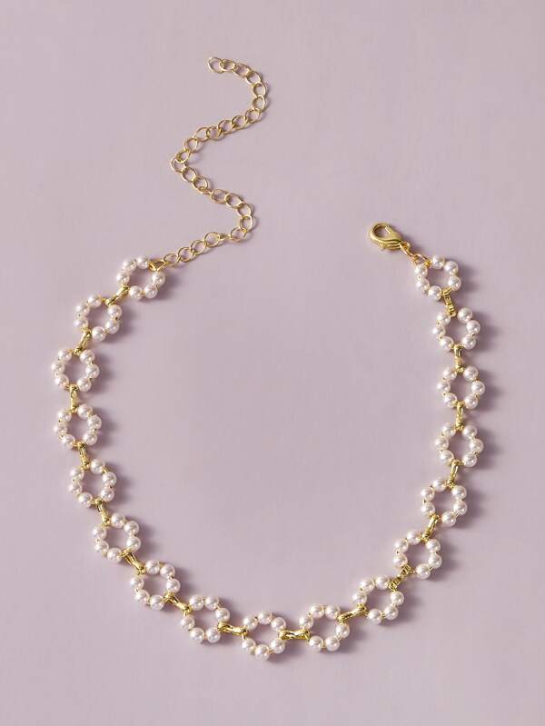 1pc Faux Pearl Beaded Choker for Women