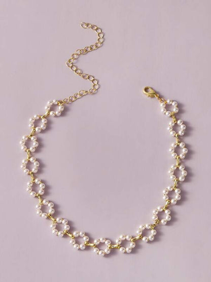 1pc Faux Pearl Beaded Choker for Women