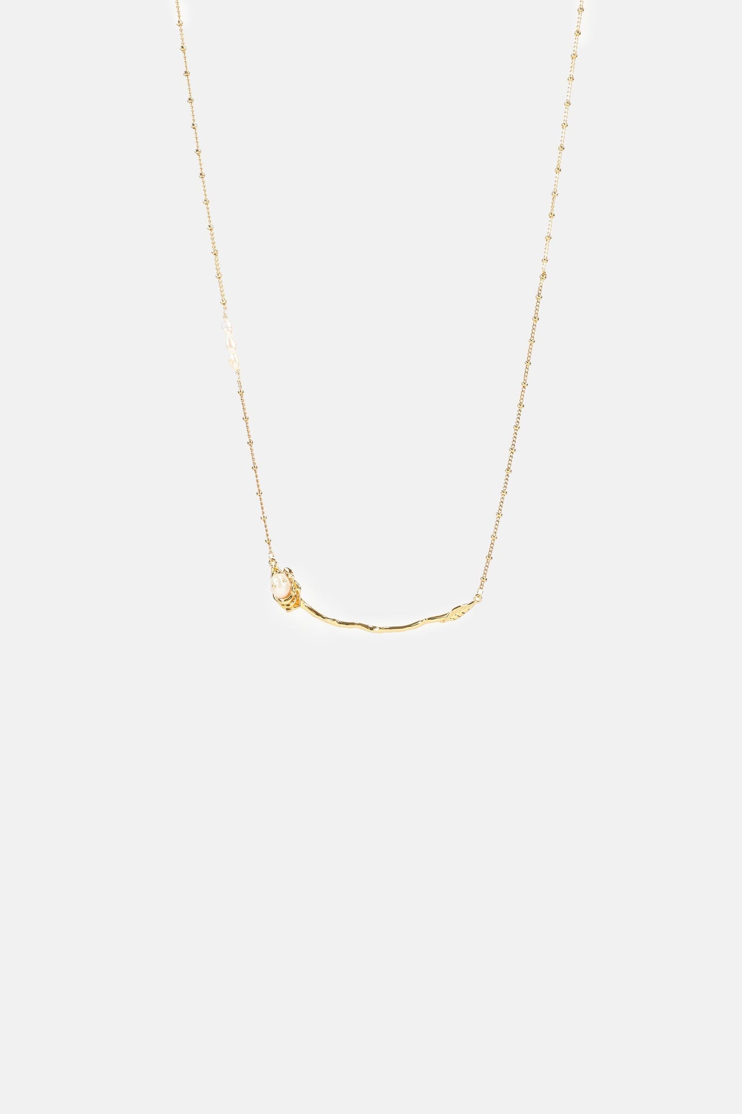 Faux Pearl Rose Necklace