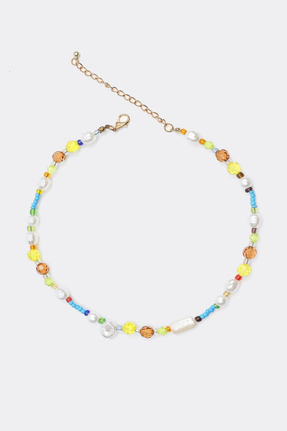 Faux Pearl Beaded Pendant Necklace