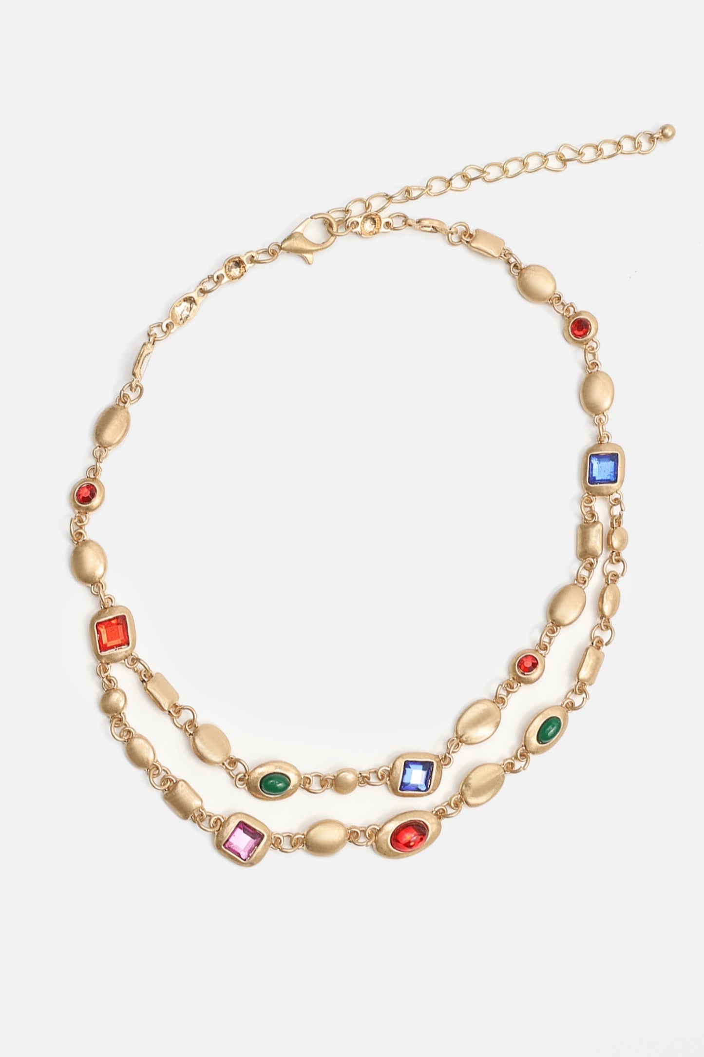 Gemstone Pendant Double Layer Necklace