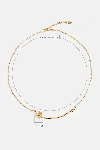 Faux Pearl Rose Necklace