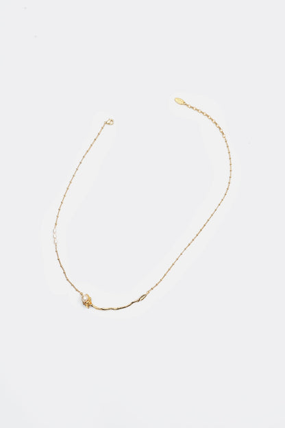 Faux Pearl Rose Necklace