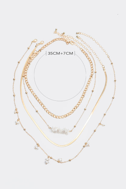 Faux Pearl Metal Multi-Layered Necklace