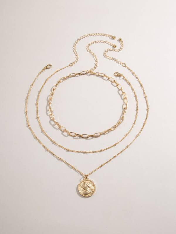 3pcs Coin Charm Necklace for Women