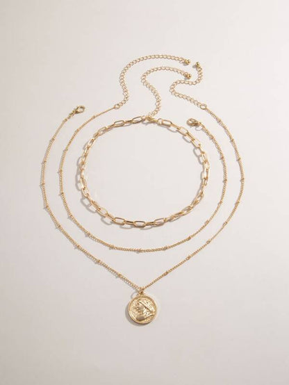 3pcs Coin Charm Necklace for Women