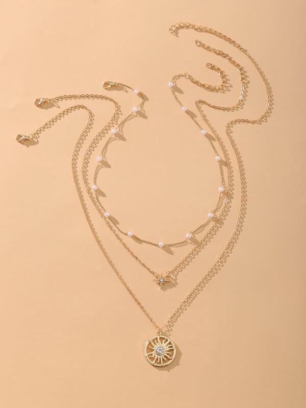 3pcs Sun Charm Necklace for Women