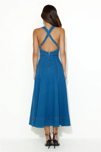 One Step Ahead Midi Dress Denim
