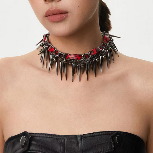 Rivet pendant leopard print necklace  | Festival Outfits Women