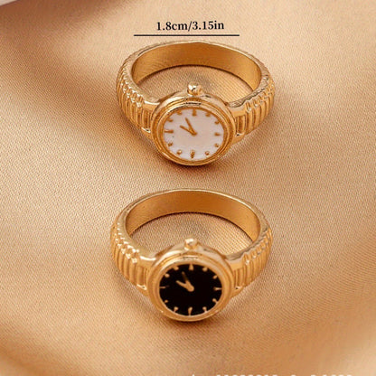 2-Piece Minimalist Watch Drip Color Ring Set