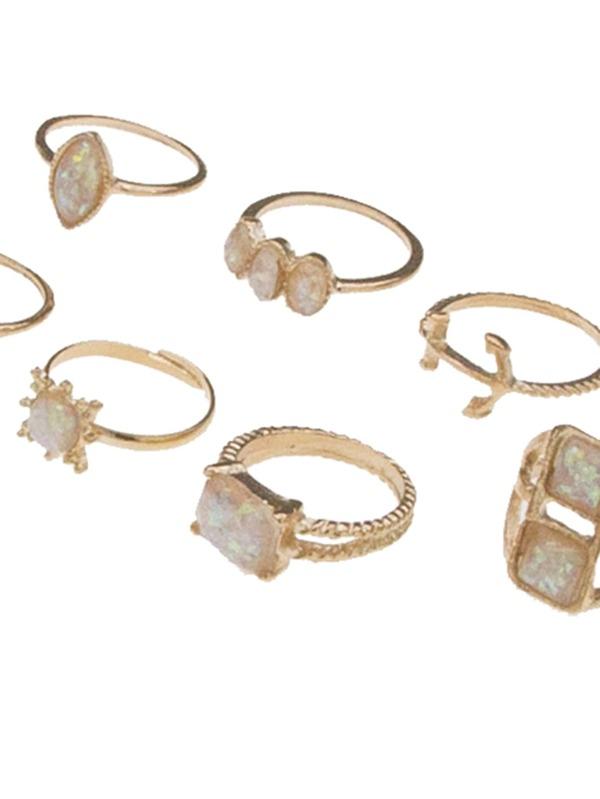 7pcs Gemstone Decor Ring for Women
