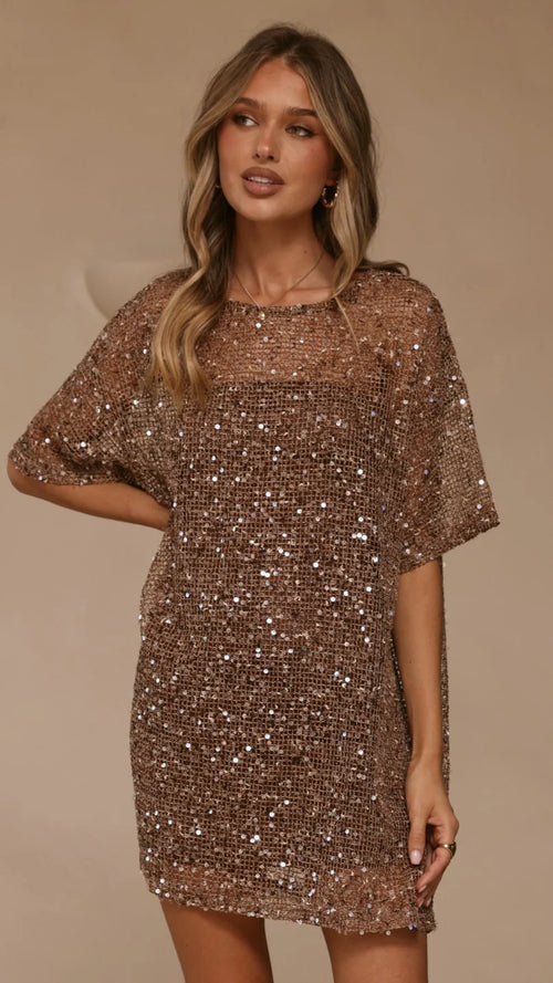 Zanthe Sequin Mini Dress - Mocha