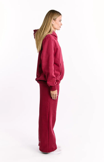 Beginning Burgundy Leopard Star Hoodie