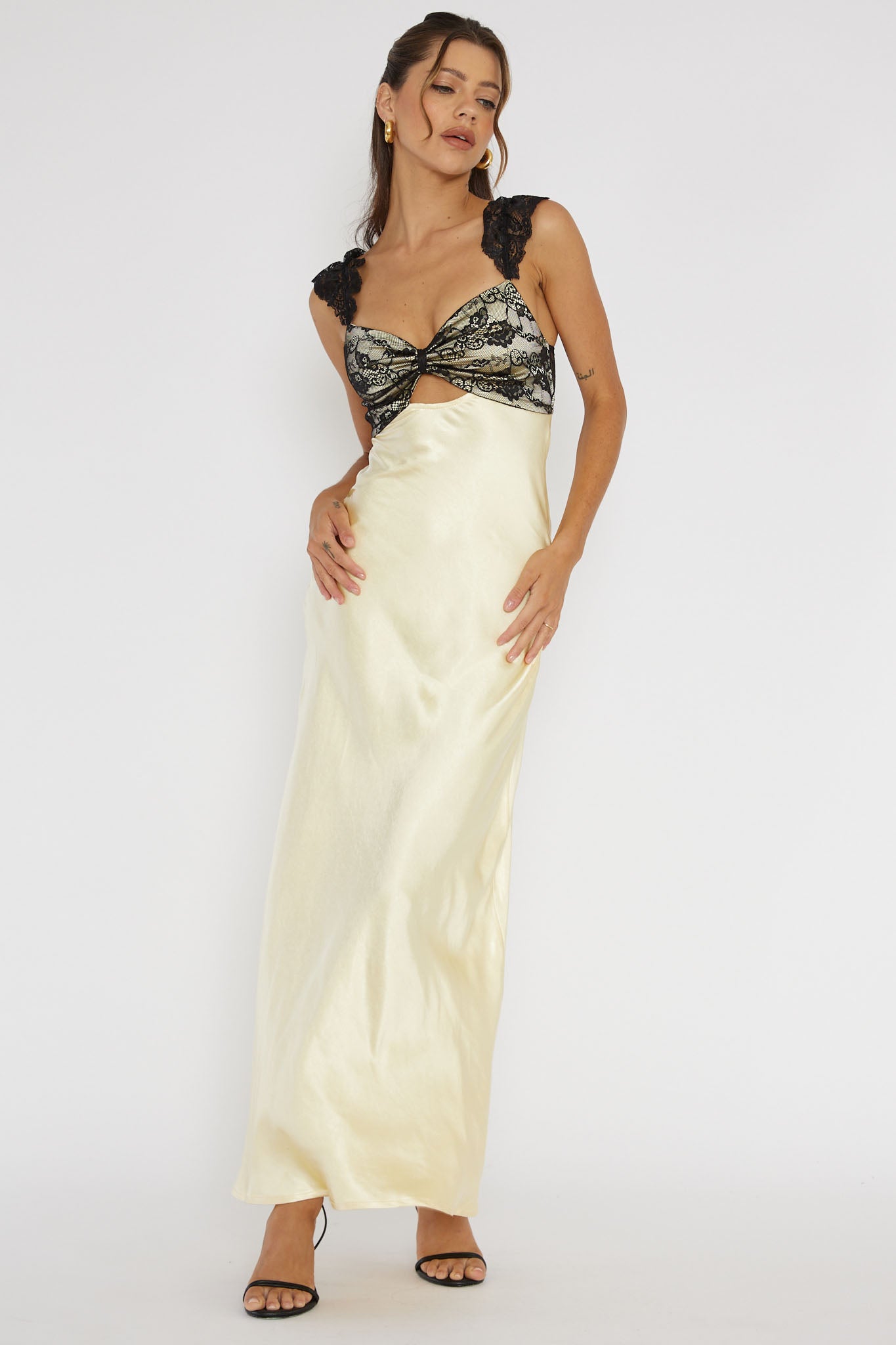 Claribel Lace Bust Maxi Dress Lemon