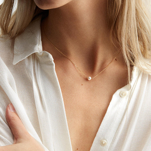 Celeste Gold Pearl Necklace