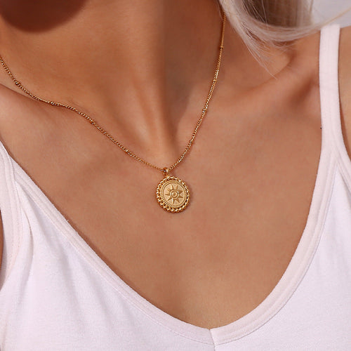 Celestial Glow - Gold Medallion Necklace