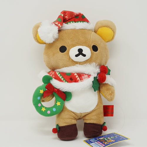 2014 Rilakkuma with Plaid Cape & Wreath Plush - Christmas Rilakkuma Store Limited - San-X