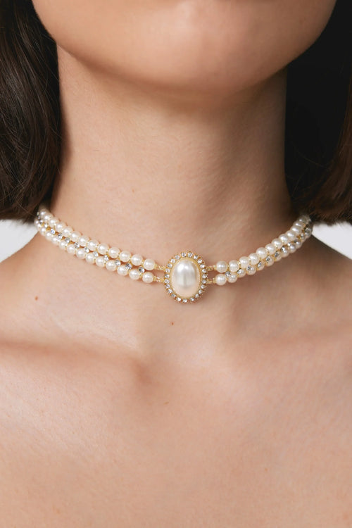 Marley Faux Pearl Layered Choker Necklace
