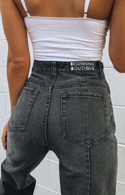 Robin Wide Leg Jeans Black Wash