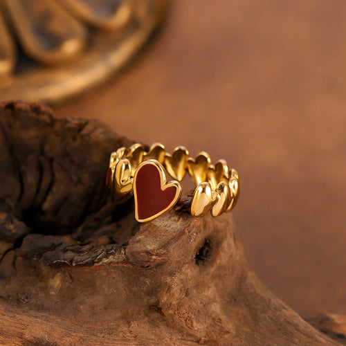 18K Gold Plated Heart Open Adjustable Ring