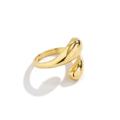 Glossy Teardrop Adjustable Open Wrap Ring