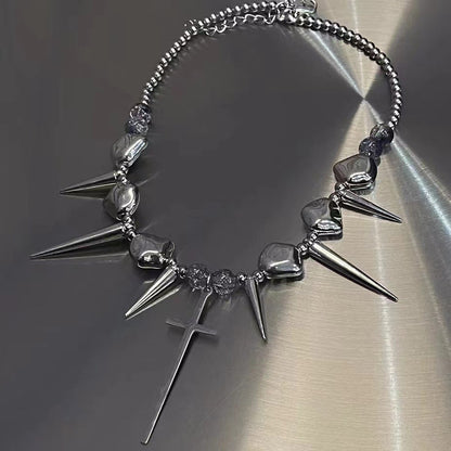 Cross Rivet Punk Titanium Steel NeckLace