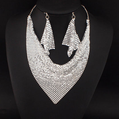 Leopard Print Sequin Triangle Scarf NeckLace