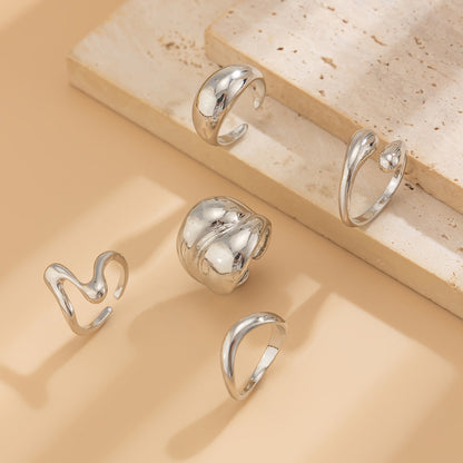 5-Piece Liquid Metal Ring Set