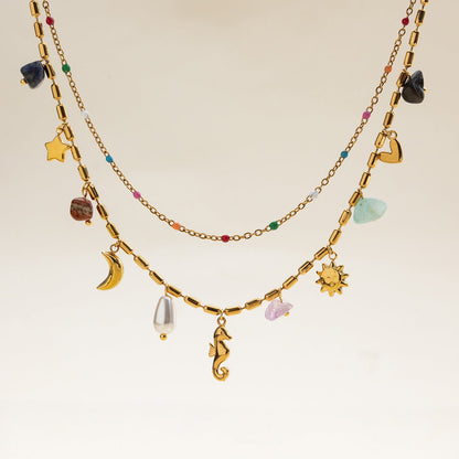 Ocean Style Titanium Steel Double Layer NeckLace